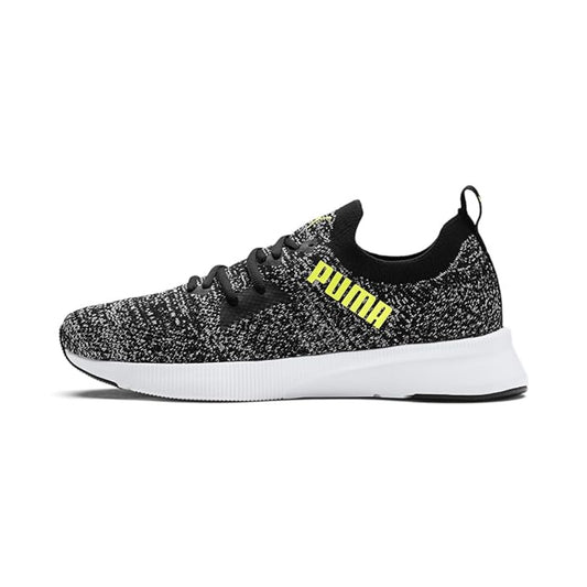Puma mens Flyer Runner Engineer Knit Black-White-Fizzy Yellow Running Shoe - 8 UK (19279009)