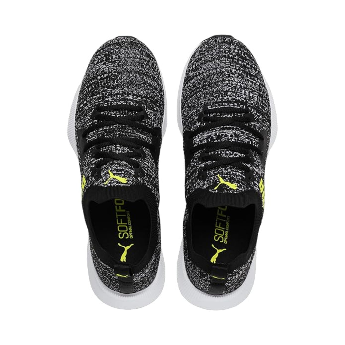 Puma mens Flyer Runner Engineer Knit Black-White-Fizzy Yellow Running Shoe - 8 UK (19279009)
