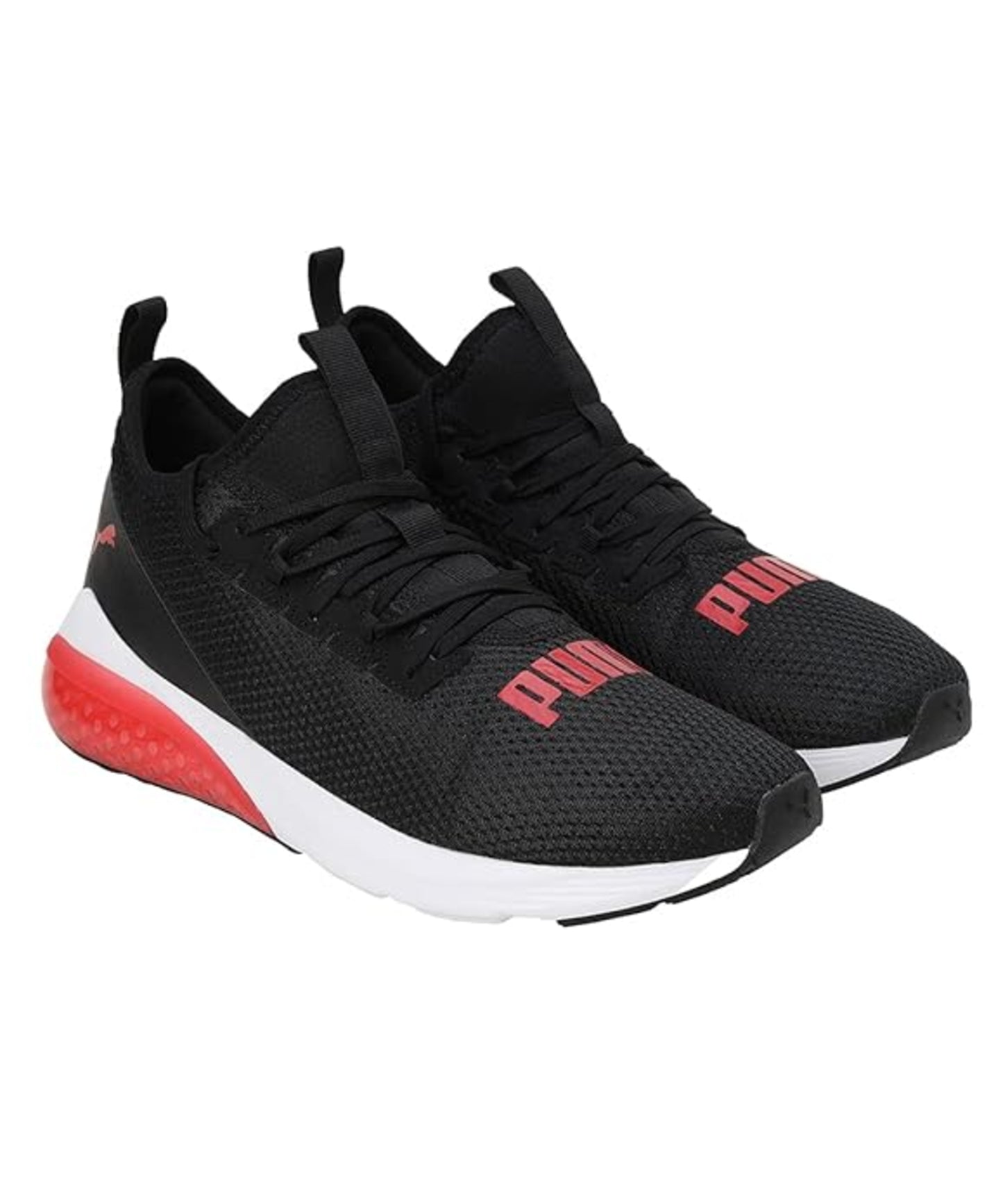 Puma Mens Cell Vive Bright Black-High Risk Red-White Running Shoe - 8UK (19542404)