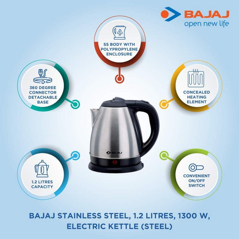 Bajaj 1.2 Liters Electric Kettle (Black)