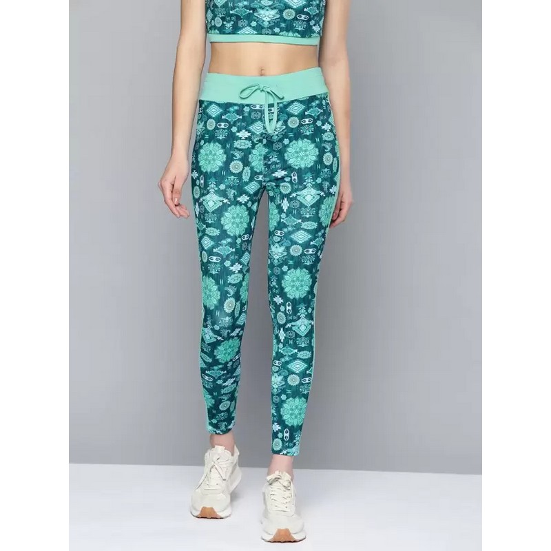 HERE&NOW Women Printed Green Track Pants