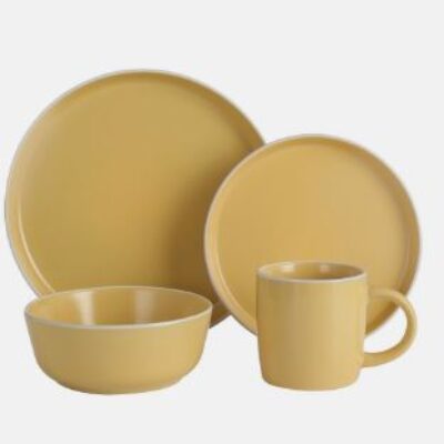 Ernesto 24 -Pc Stoneware Matt Color Glazed Dinner Set – Yellow.